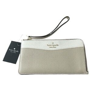 NWT Kate Spade Lucy Colorblock Pebbled Leather L-Zip Wristlet